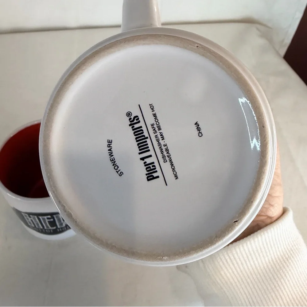PIER 1 IMPORTS Mug Set of 2 His Hers BETTER HALF Coffee Style Cup Mug